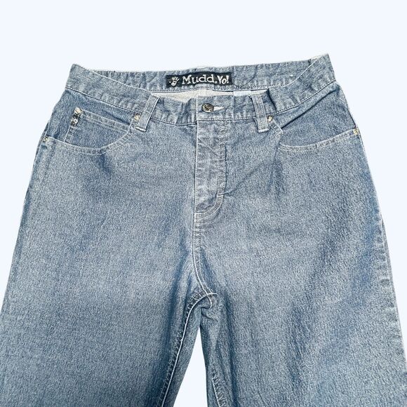 Mudd Jeans Girls 11 (28x30) Distressed Hems Pants Bootcut Blue Cotton Blend - Picture 9 of 16